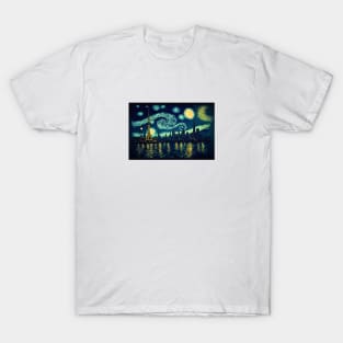 City of Paris under the moon and city lights. T-Shirt